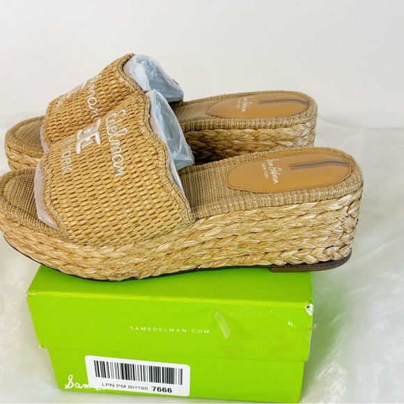 Sam Edelman Women's Camila Wedge Sandal Sand Raffia 8 Medium - Picture 3 of 8